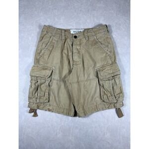 Y2K Abercrombie & Fitch Cargo Shorts Size 33 Khaki Twill Distressed Fatigue